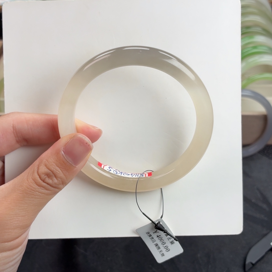 和田玉未镶嵌手镯-冰底 粉➕紫 16