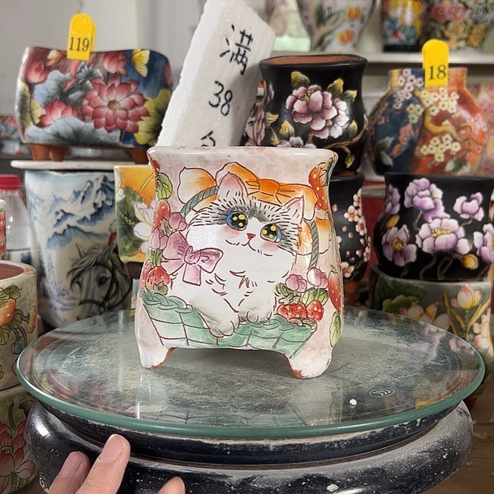 满38包邮 景德镇幸运花盆