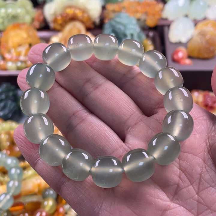 未镶嵌蛇纹石玉手串且*陶