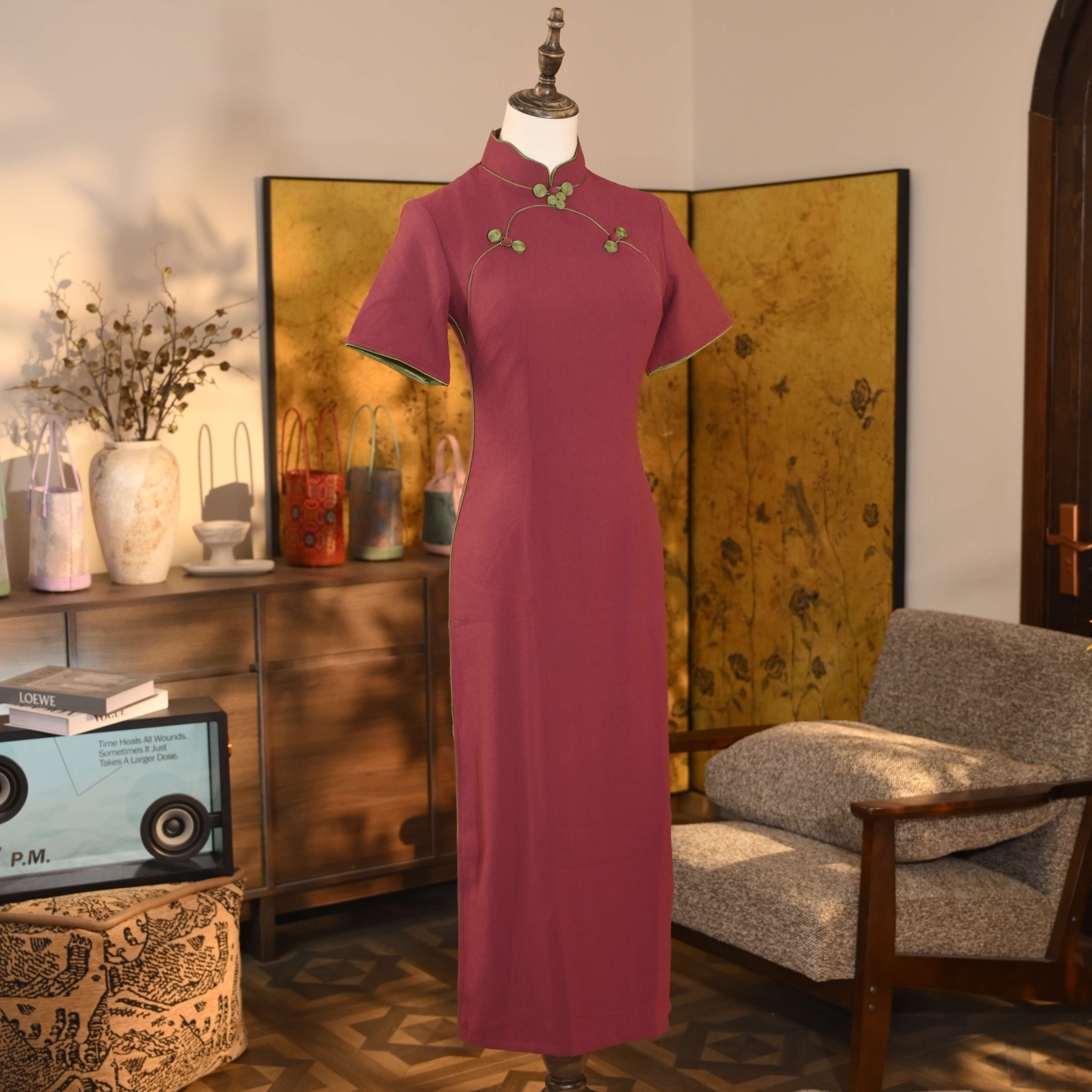 【火龙果】2025复古文艺减龄修身显白日常款旗袍120CM