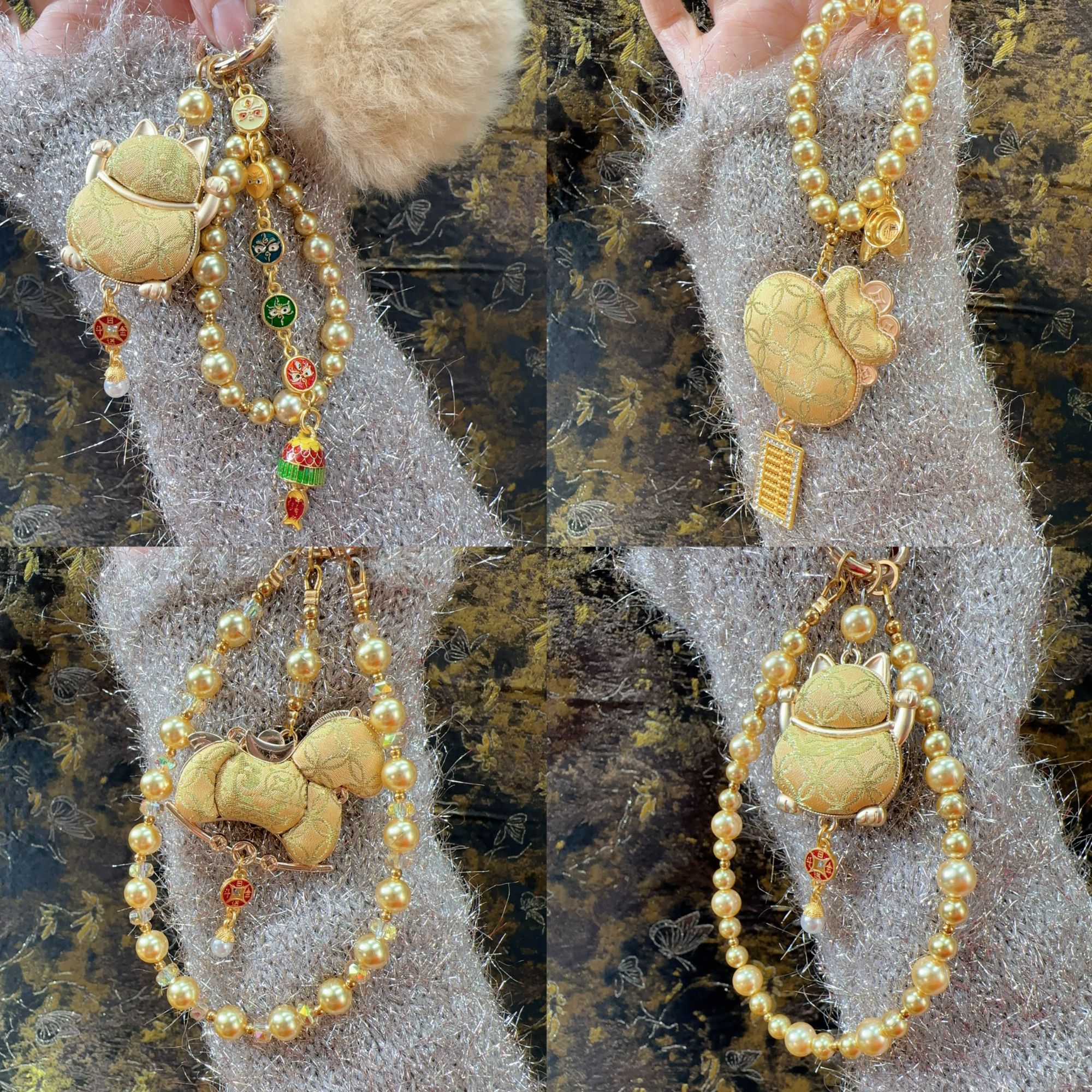 【宋锦系列】【金色】古风手工挂饰通用防丢手提防摔手机链钥匙扣挂件