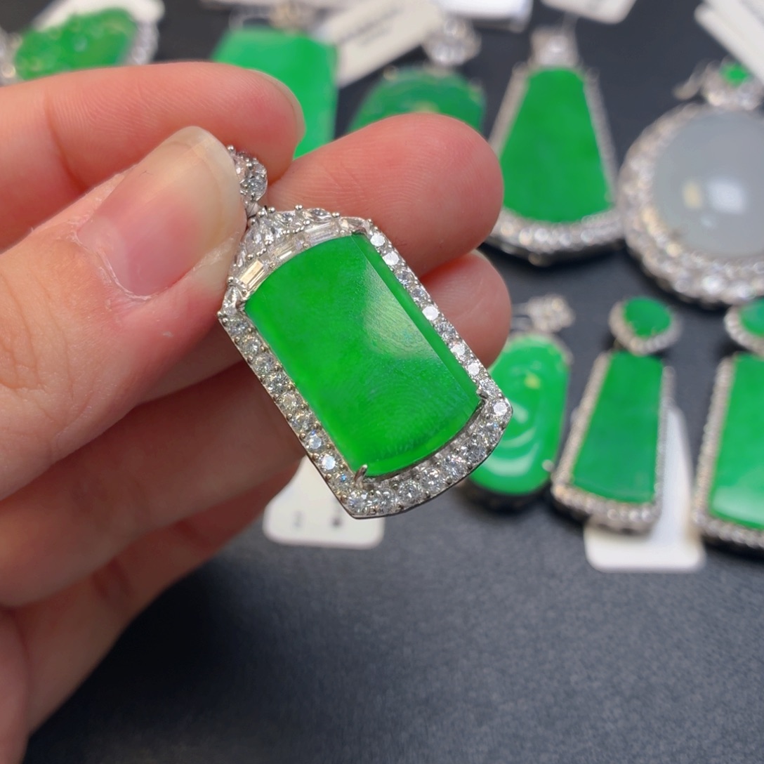 翡翠银S925镶嵌吊坠(不含链)