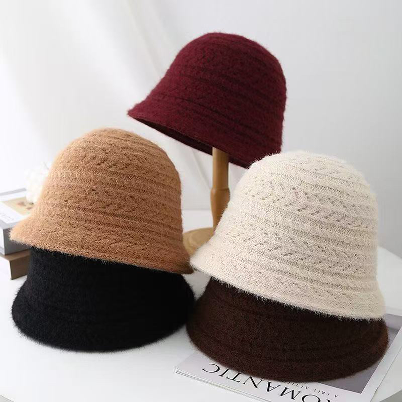 针织盆帽女款秋冬保暖时尚百搭显脸小渔夫帽