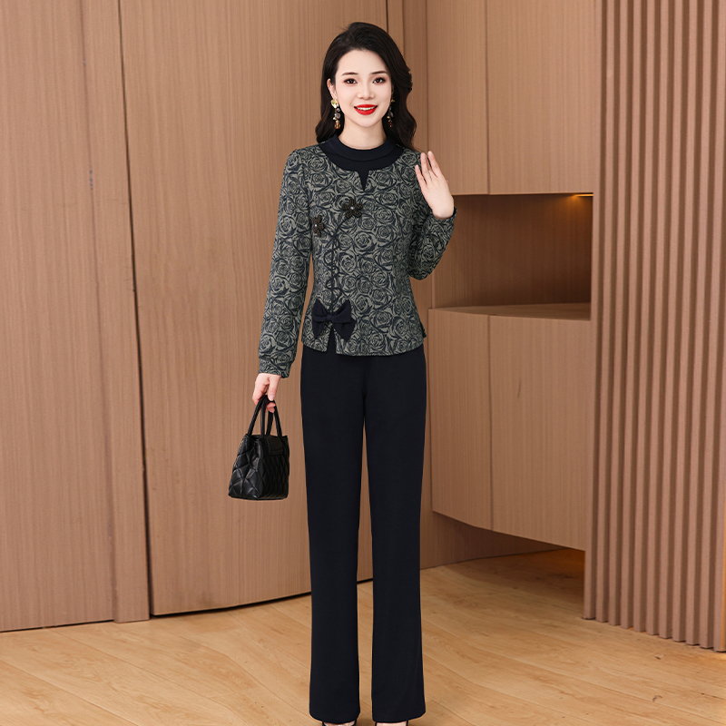 【两件套】24135梦晚春季优雅新款气质时尚大气减龄保暖套裤-JHY