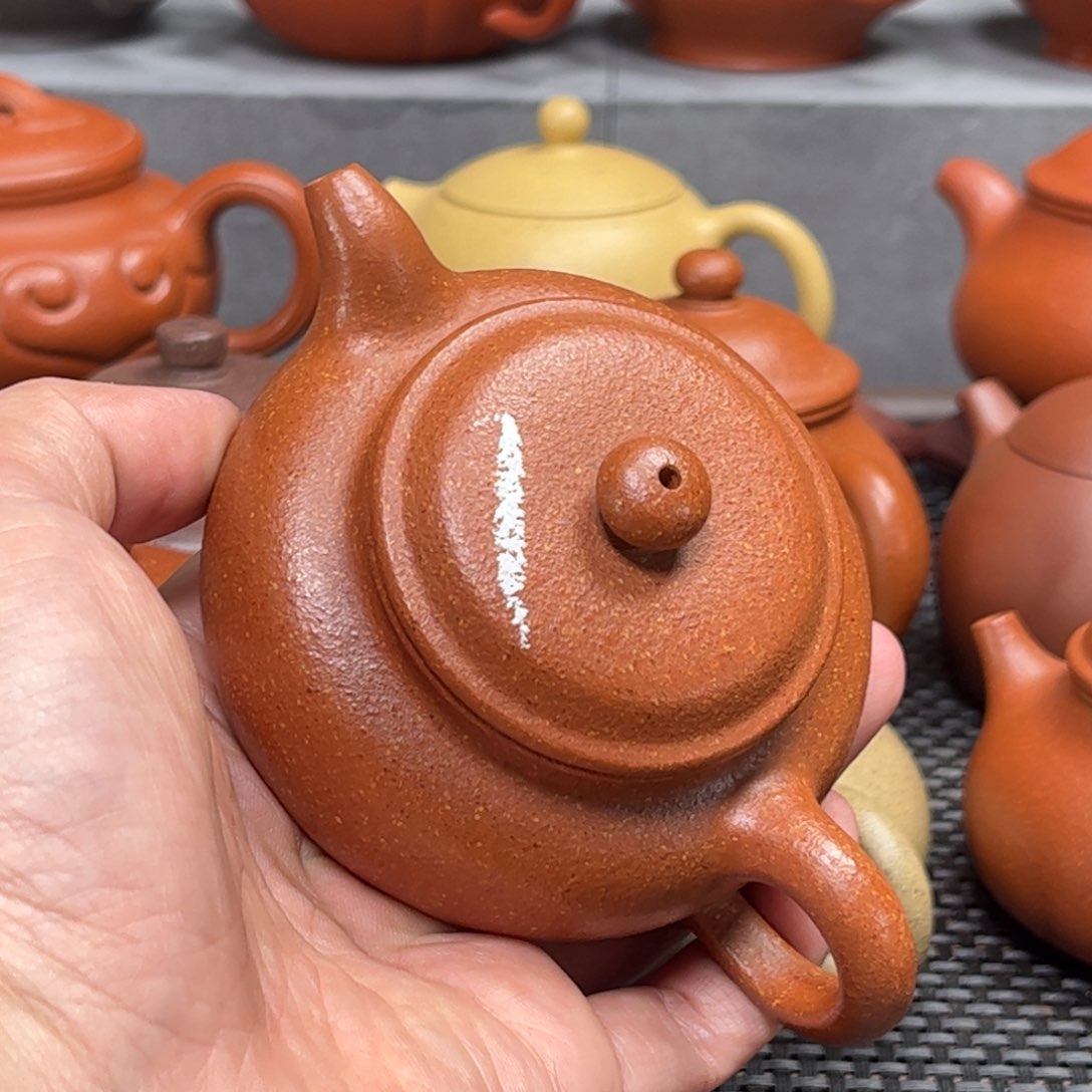 紫砂茶壶天***民紫砂艺术茶具套装红降坡