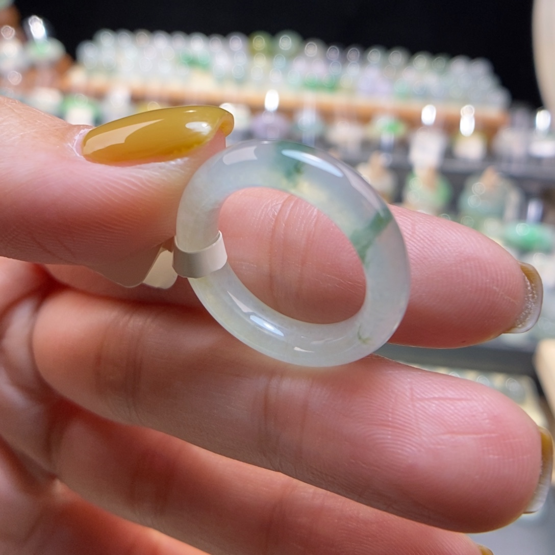 翡翠未镶嵌戒指14号飘花