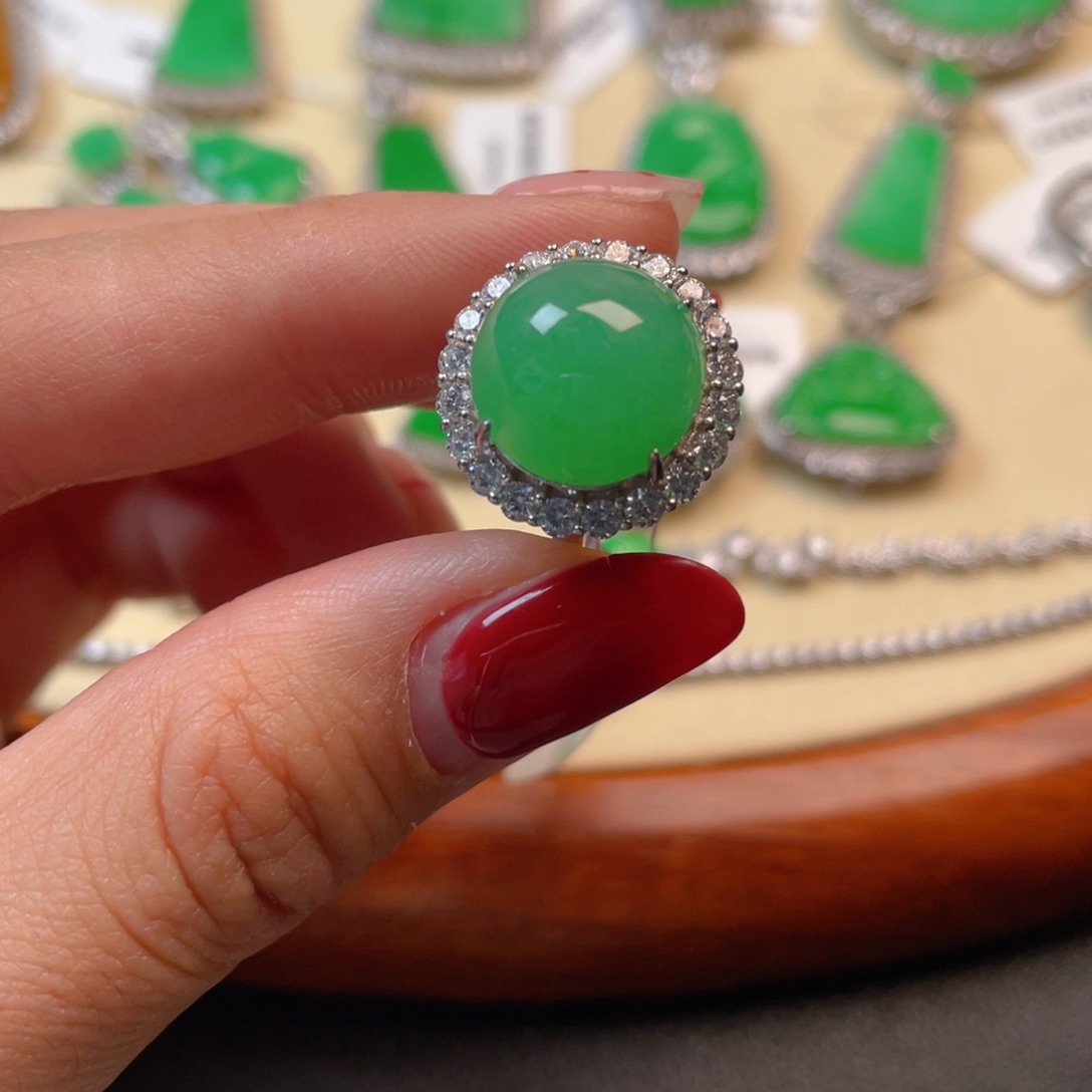 翡翠吊坠(不含链)银S925镶嵌戒指