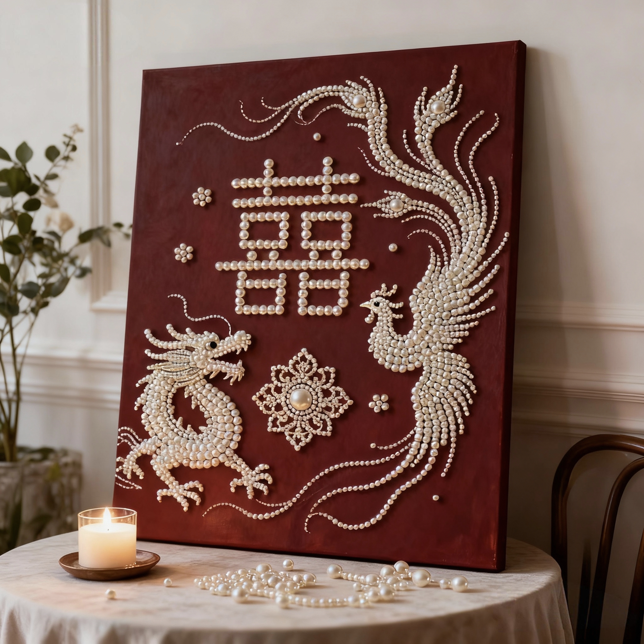 龙凤呈祥DIY珍珠画手工创意新婚喜字送朋友闺蜜礼物客厅装饰挂画