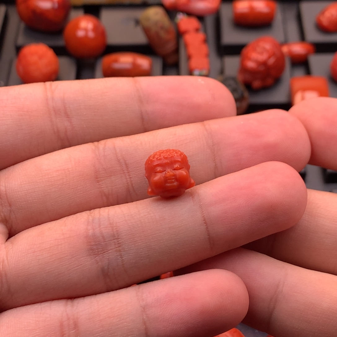 南红玛瑙未镶嵌精工雕刻满色满肉宝宝佛头配珠11mm+