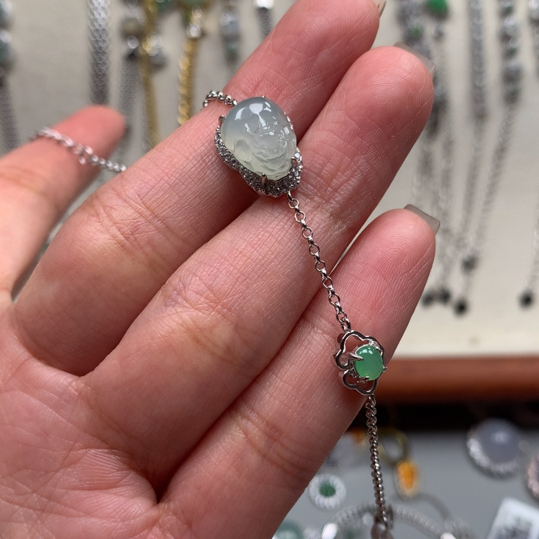 翡翠银S925镶嵌戒指手链