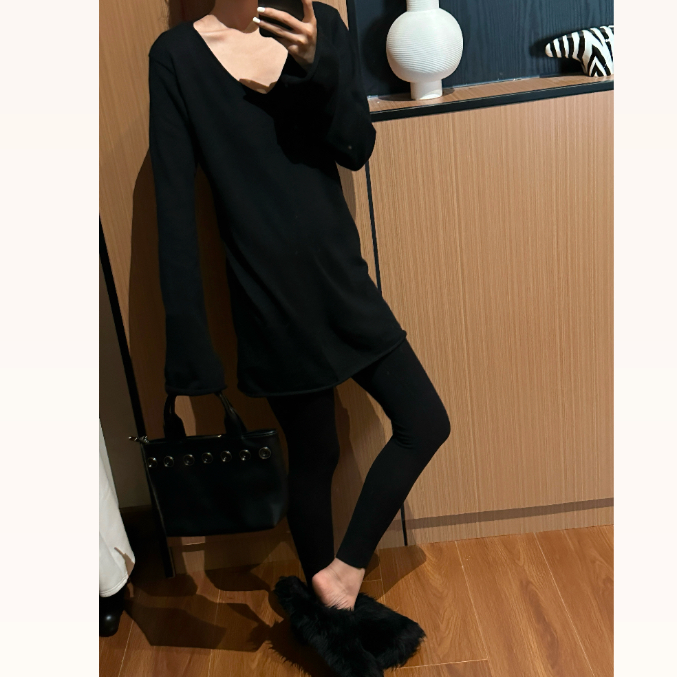 极细纱线V领上衣打底衫长袖T恤7007