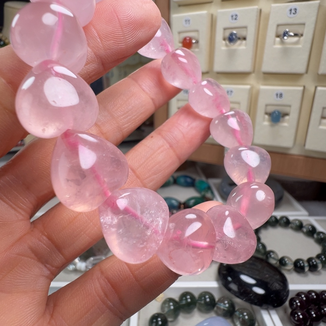 手链未镶嵌芙蓉石天然粉晶