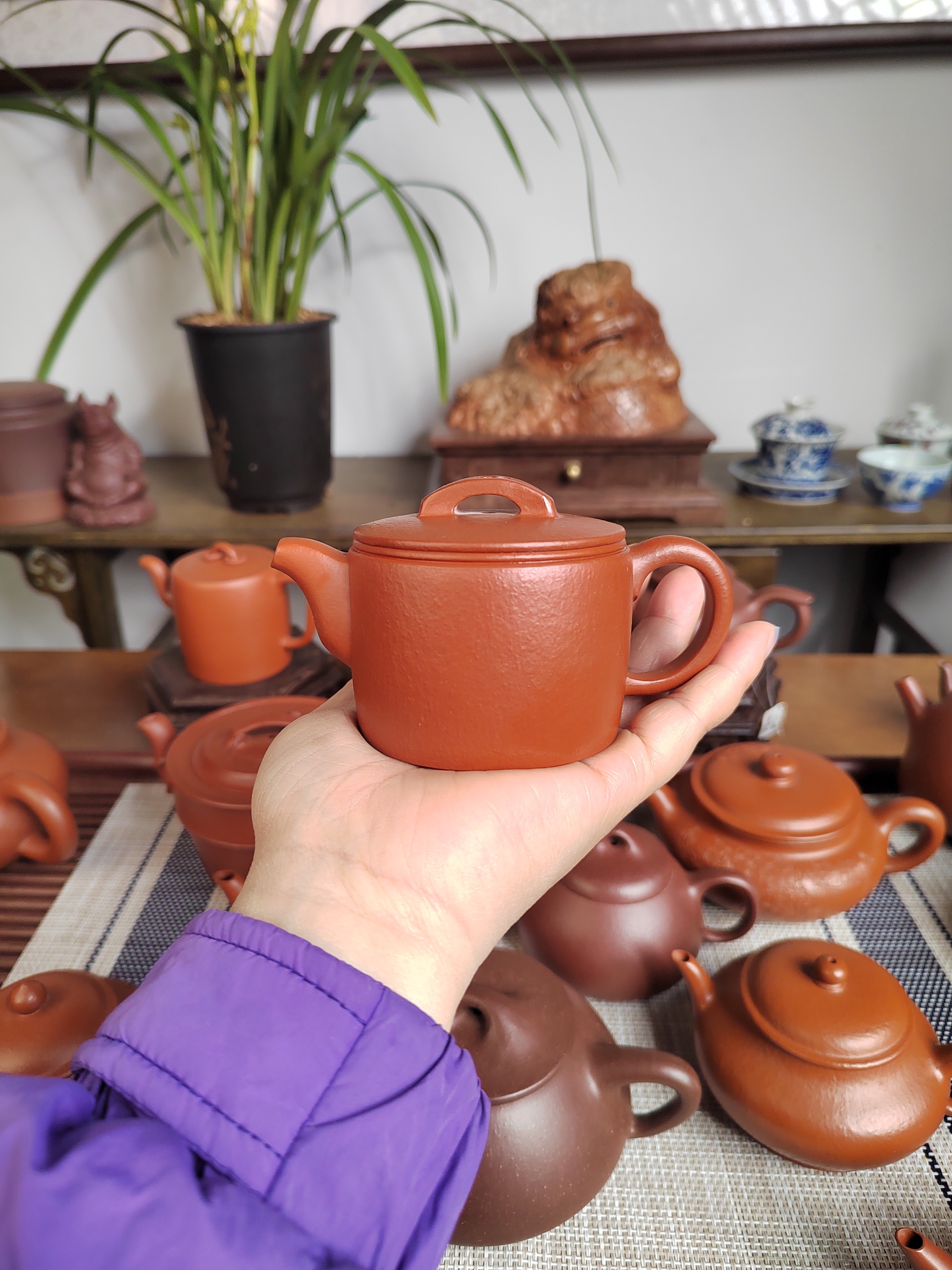 宜兴紫砂丁蜀镇小煤窑朱泥汉瓦壶