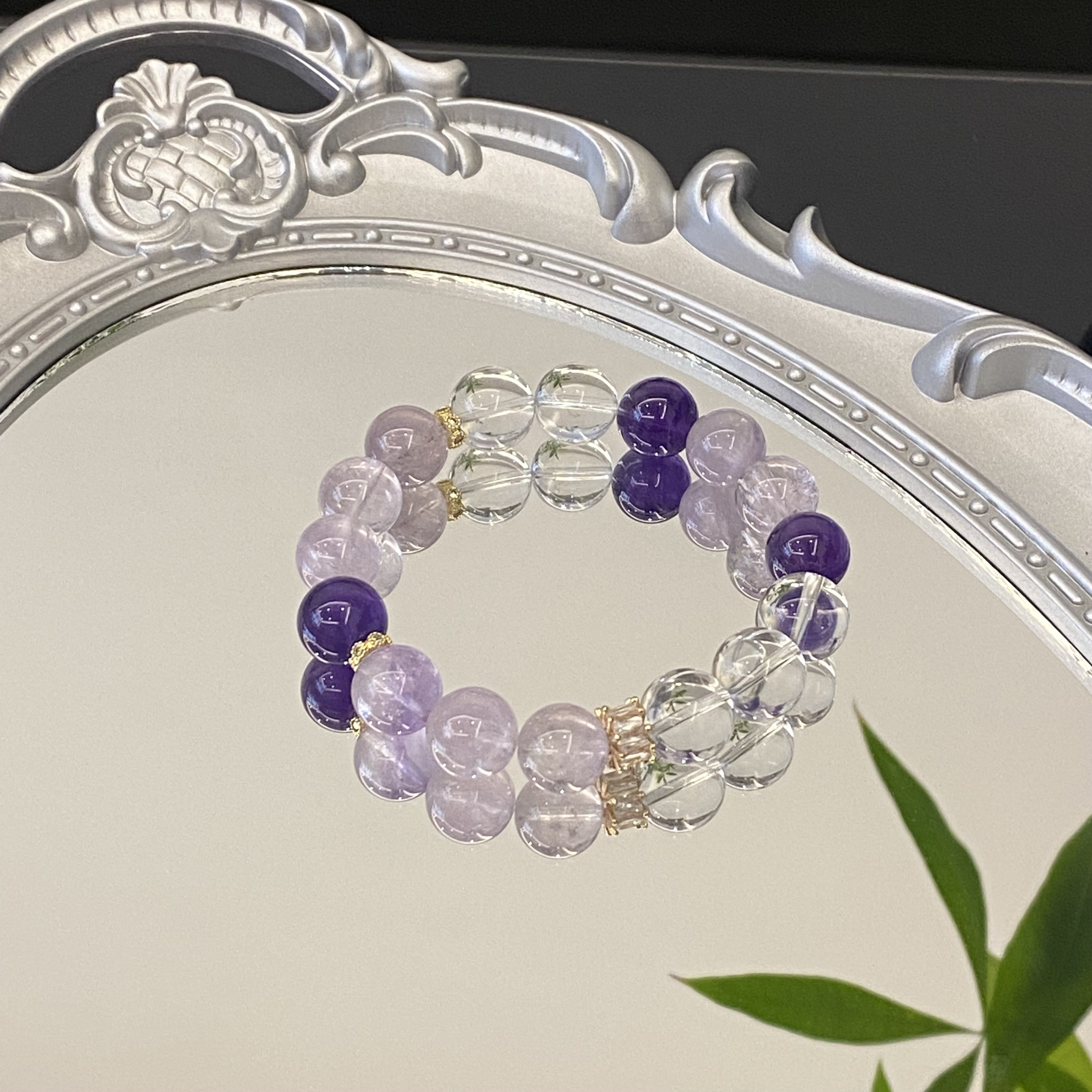 天然紫阿塞白水紫水链水晶手串转运旺事业