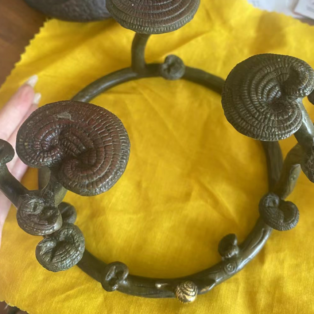 日本贞山铜灵芝伍德直径大约16cm配火炉子使用