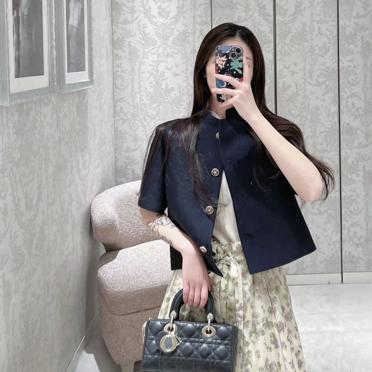 99新 DIOR/迪奥 dec31 内里满印短袖西装 34码 桑蚕丝 