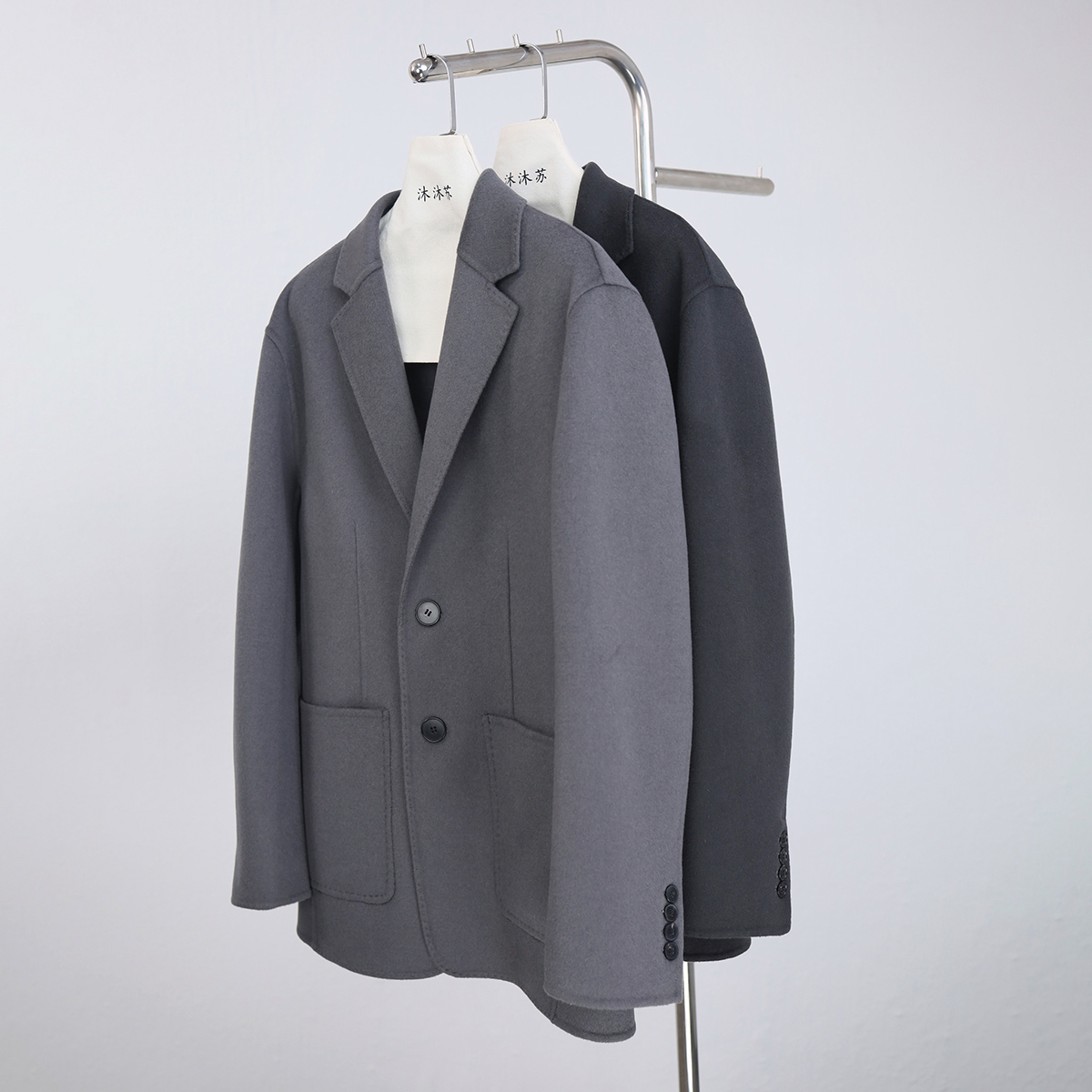 男款90支100%羊毛双面呢气质通勤百搭毛呢单西外套
