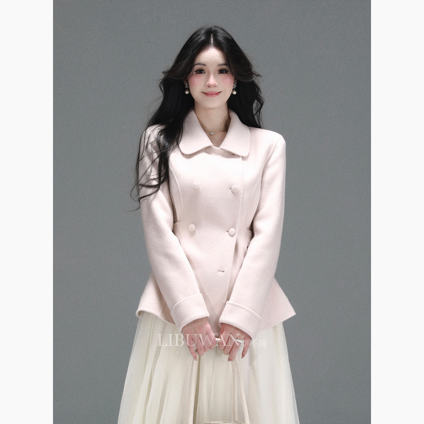 李不婉 显嫩鼻祖 100%羊毛甜粉短款双面尼气质温柔显瘦外套