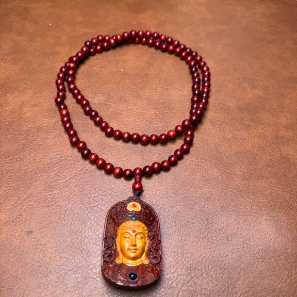 血檀多圈挂脖长串（无礼盒）X006