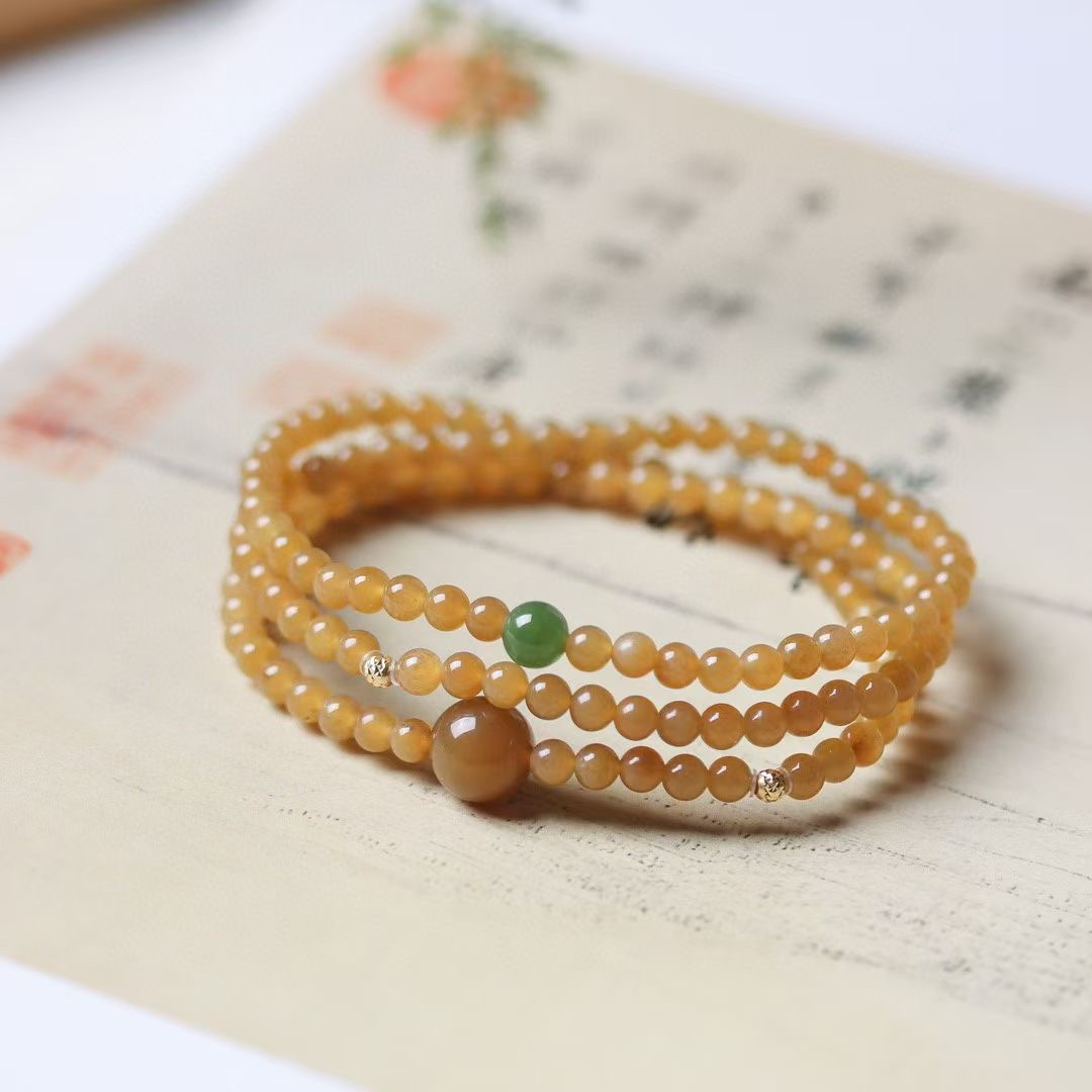 新疆且末糖玉和田玉手串4mm女士时尚百搭手工