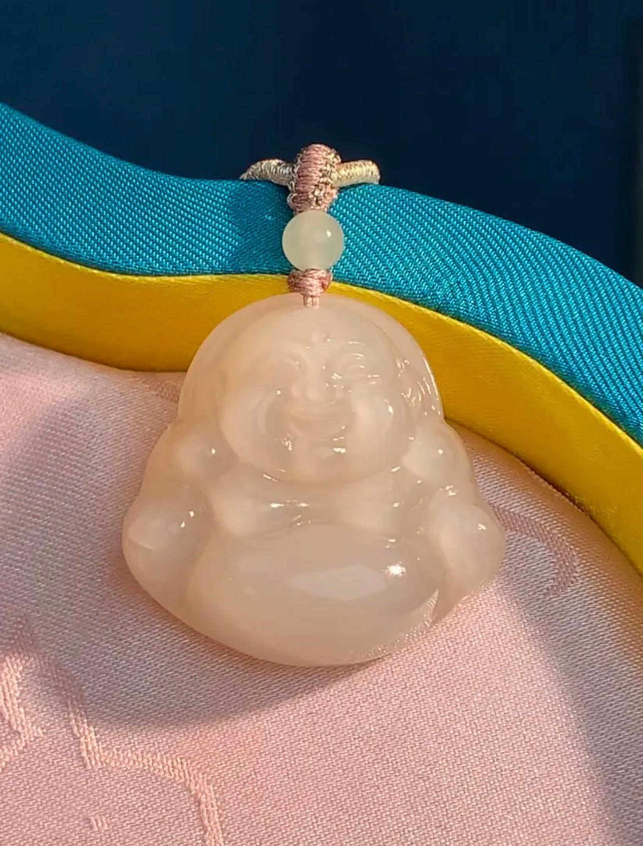 藕粉老料高冰底正装30胖墩佛天然和田玉简单大气款佛公挂坠