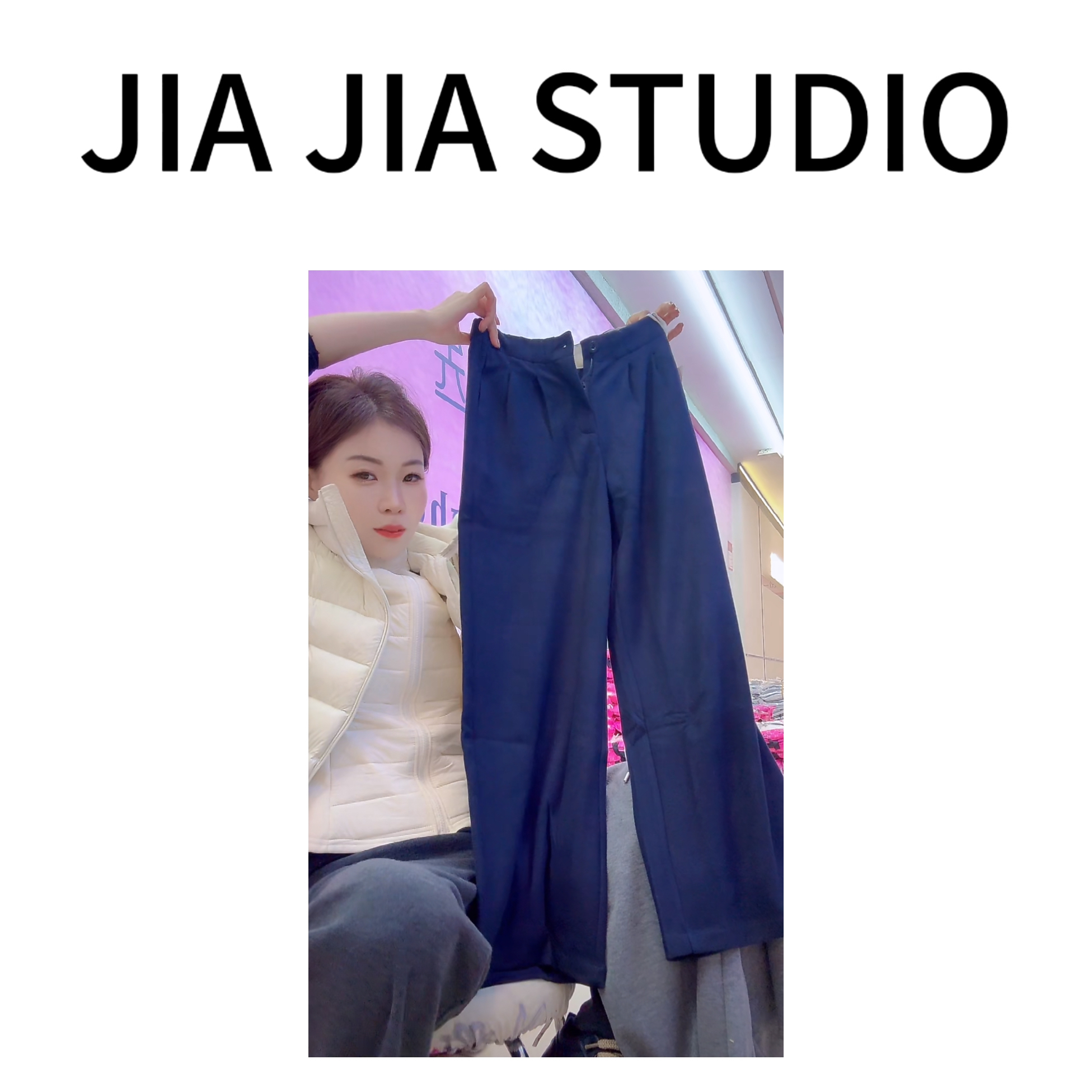 嘉嘉推荐#6681【冬季加厚款】慵懒风 毛呢休闲阔腿裤