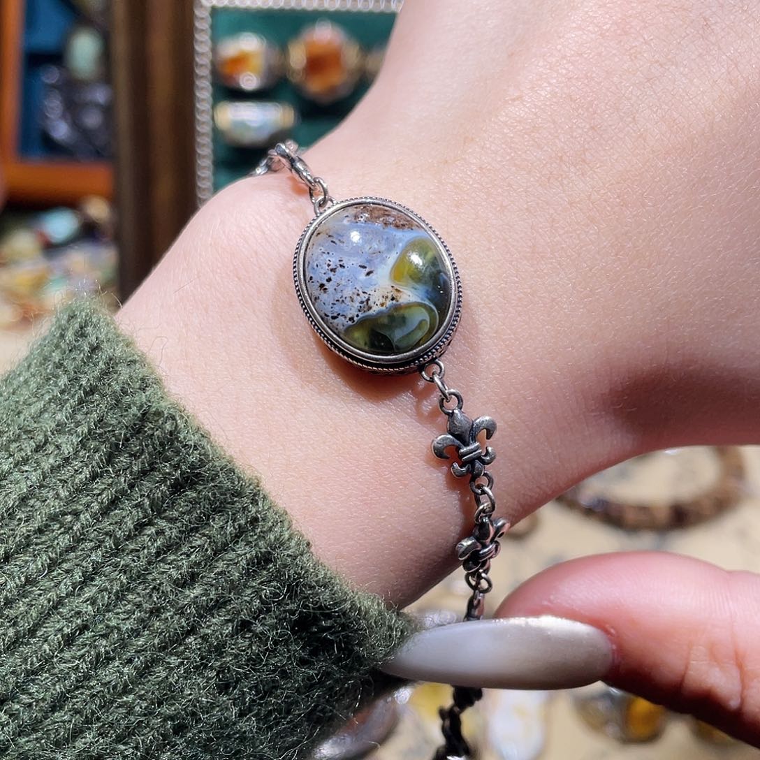 琥珀银S925镶嵌手链手链