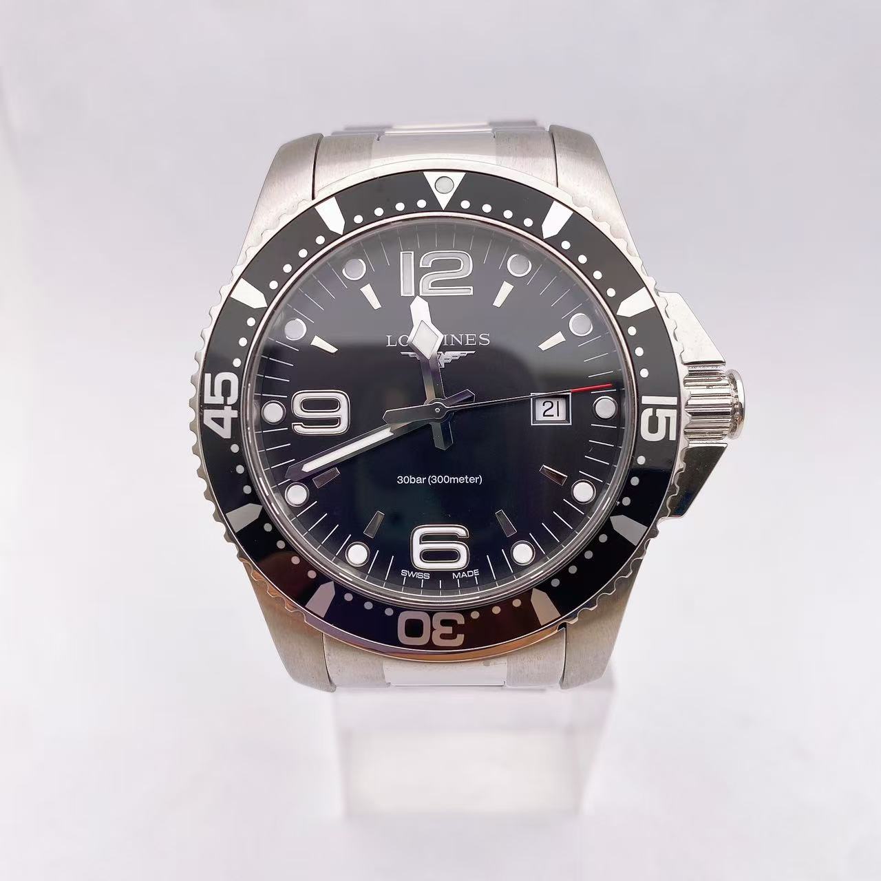 95新 Longines/浪琴 康卡斯系列瑞士原装经典夜光男士手表