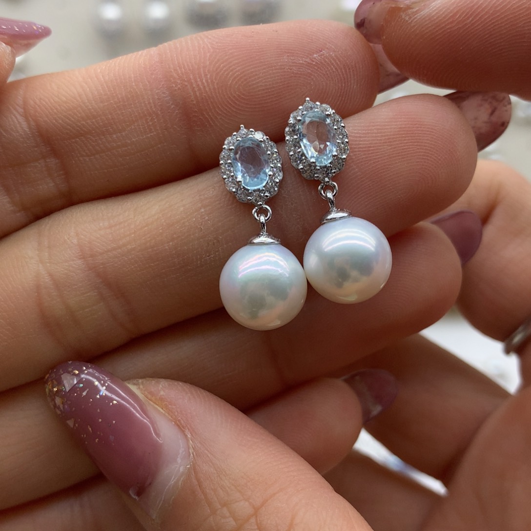 淡水珍珠耳饰银S925镶嵌