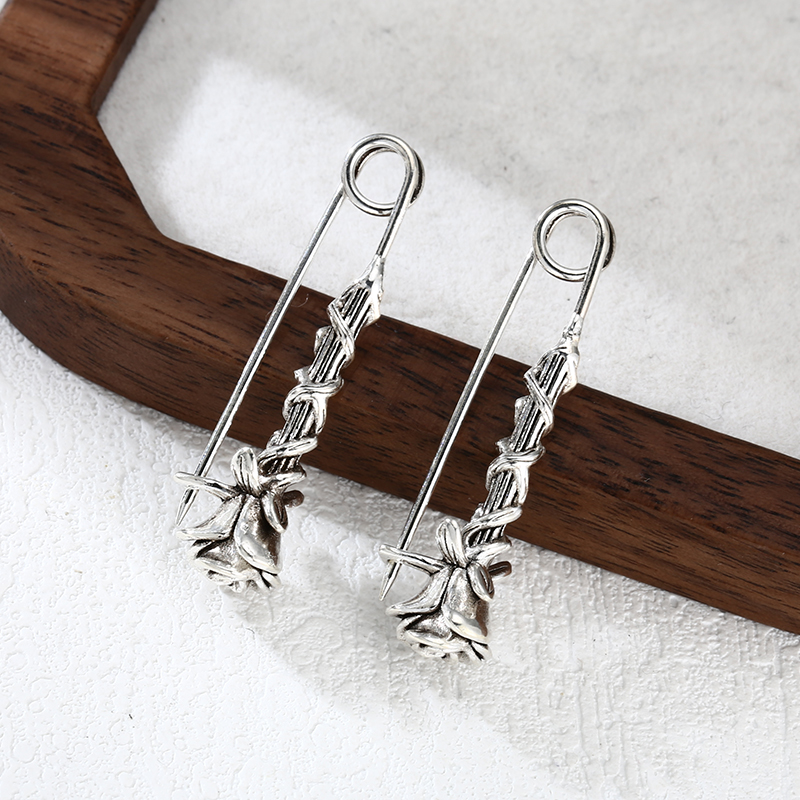 吊坠925银 玫瑰花别针胸针  百搭项链流行挂坠