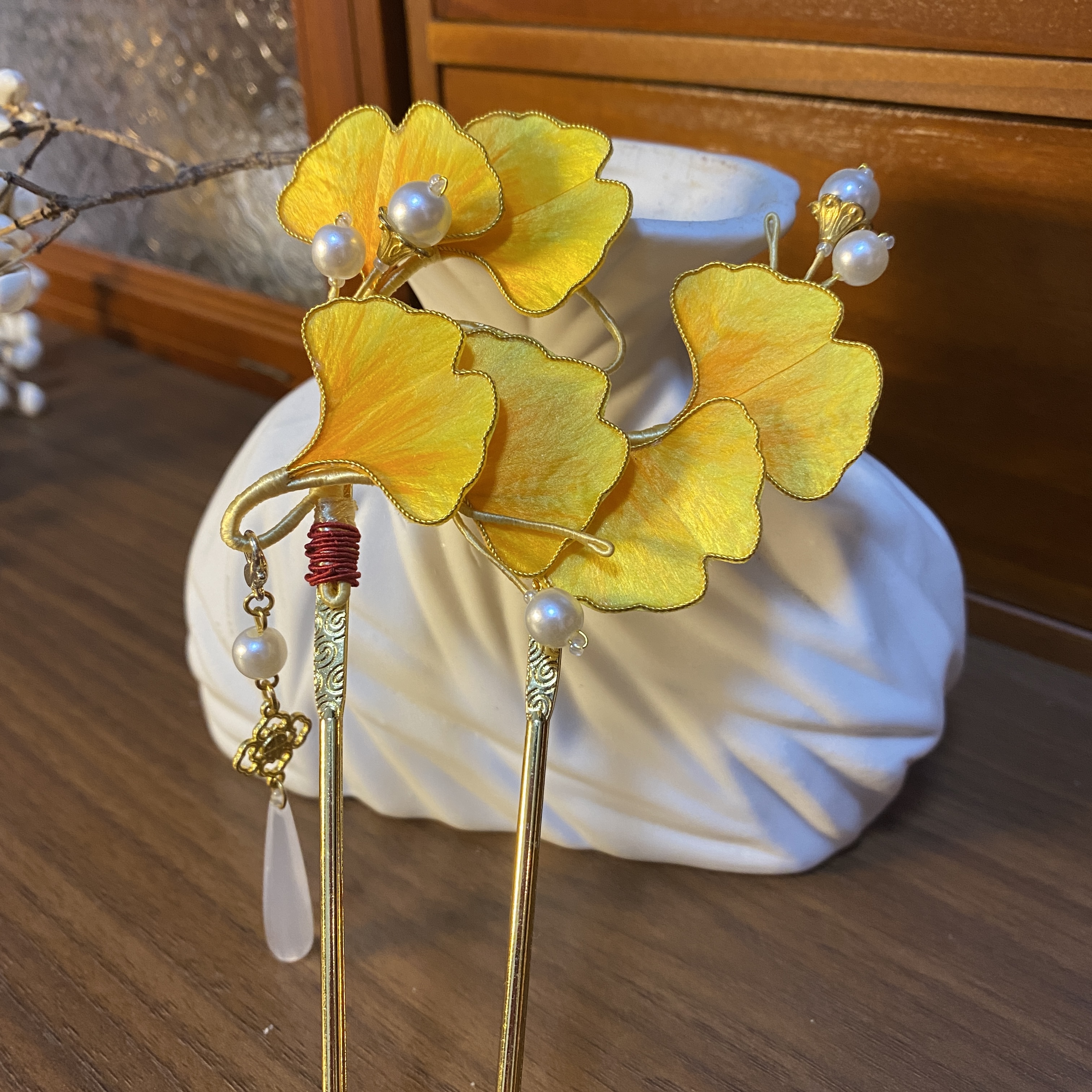 【金扇凝秋】银杏叶发簪中国风简约女轻奢风素款古装簪发旗袍百搭