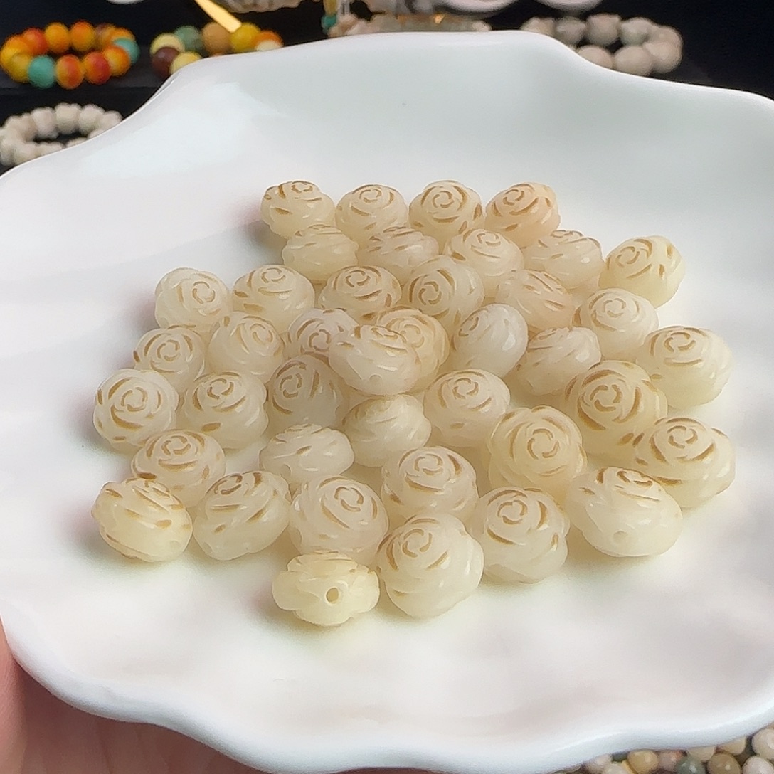 手串菩提根/象牙果卡12炭烤玫瑰50颗