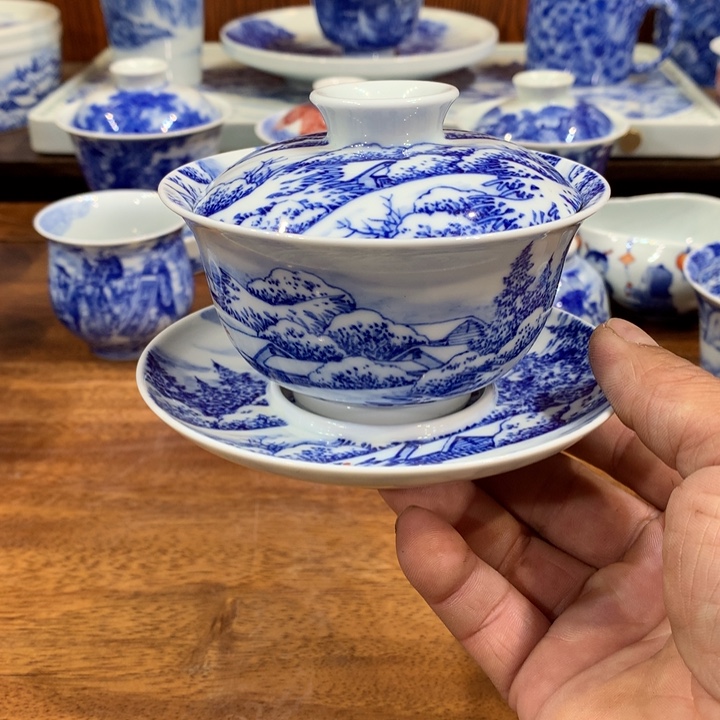 国家一级美术师刘贤涛老师青花盖碗