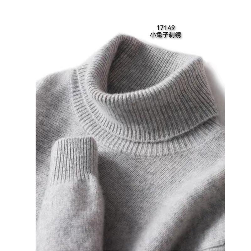 17149 WANGDAN（部分无水洗唛，介意慎拍)小兔子刺绣高领针织衫