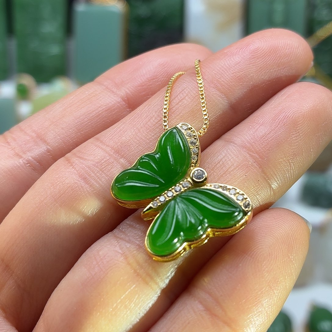 和田玉银S925镶嵌颈饰