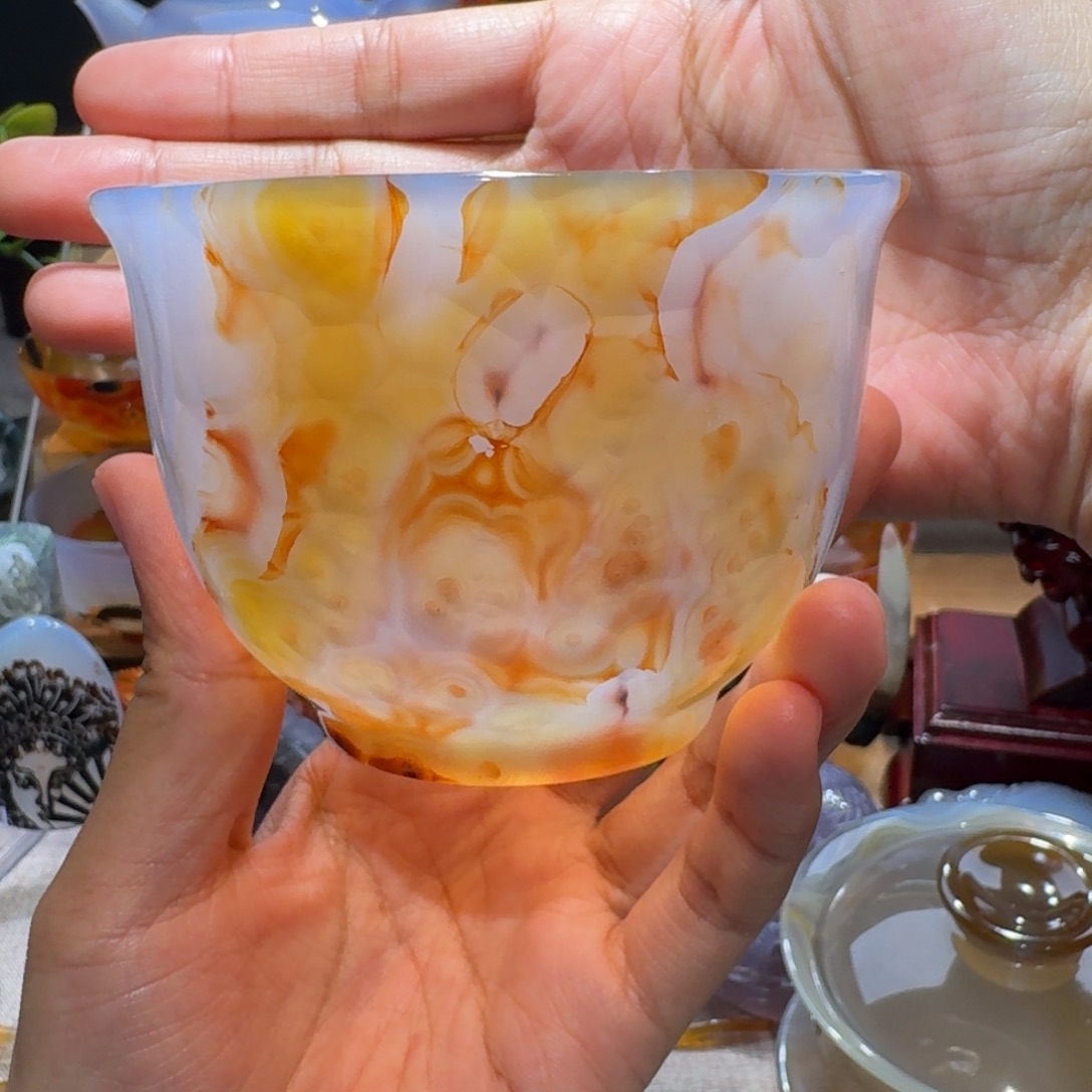 玛瑙/玉髓玛瑙茶杯未镶嵌美**真