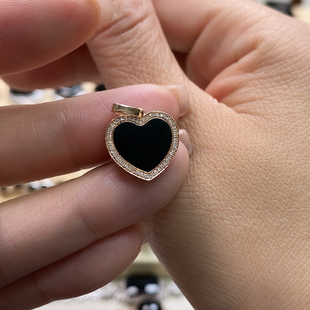 翡翠颈饰18K金镶嵌墨翠