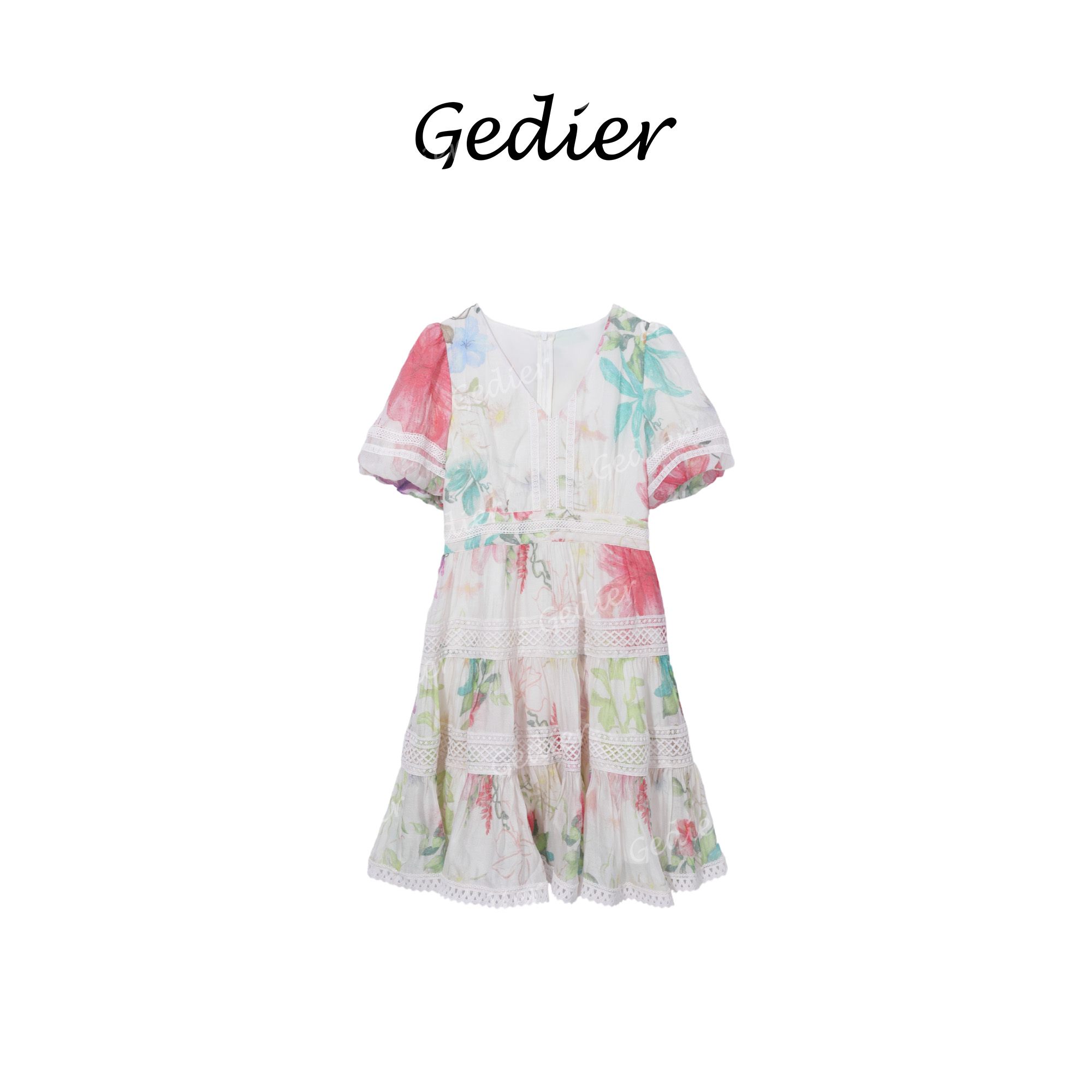 【歌蒂尔】时尚活力彩色蕾丝边连衣裙 夏季舒适出游女装 LG520905Y