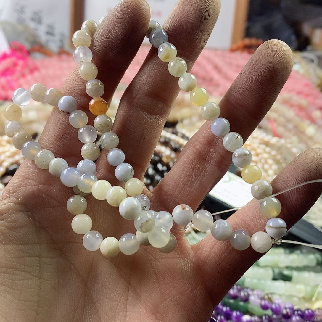 玛瑙/玉髓珠宝半成品银S925镶嵌一条天然玛瑙6mmA266