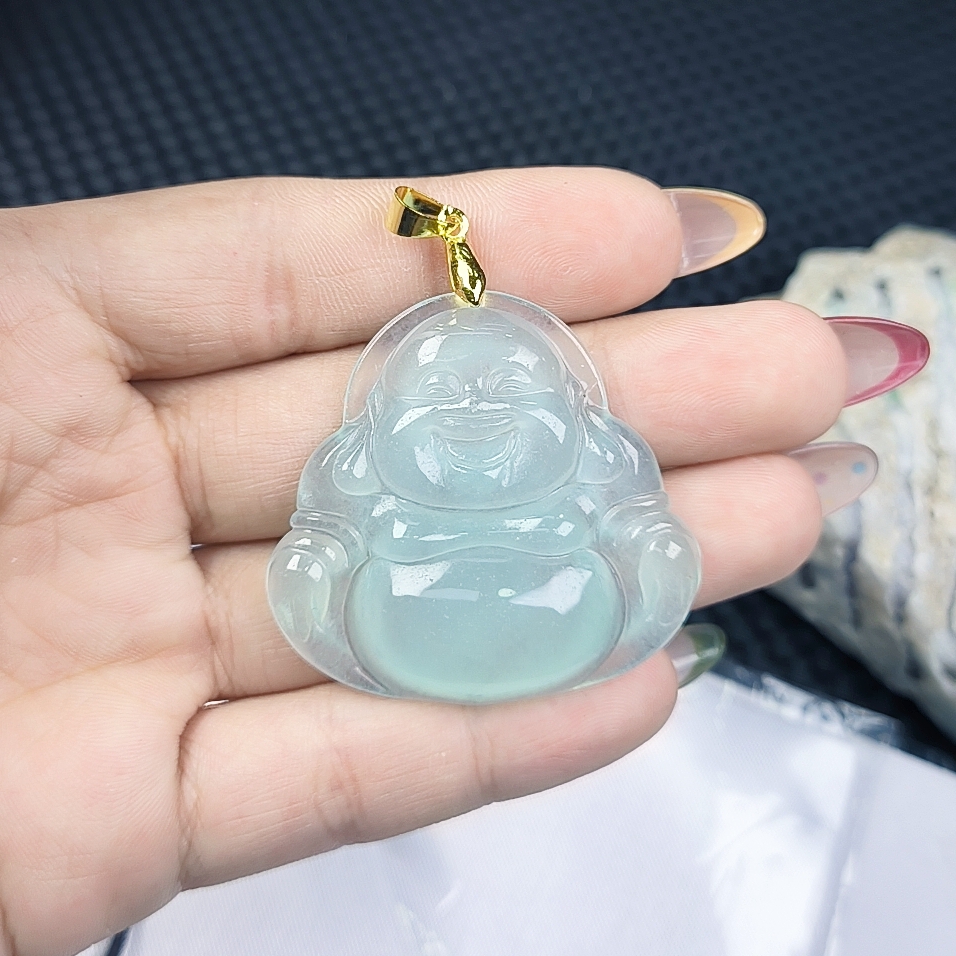 （聚宝严选））D074油青蓝冰大佛公吊坠妈妈款精致精美百搭时尚