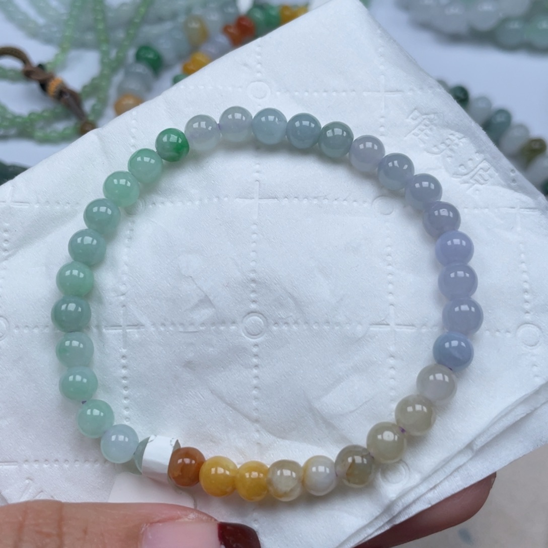 翡翠手链未镶嵌纯天然a货缅甸翡翠包邮5.3mm