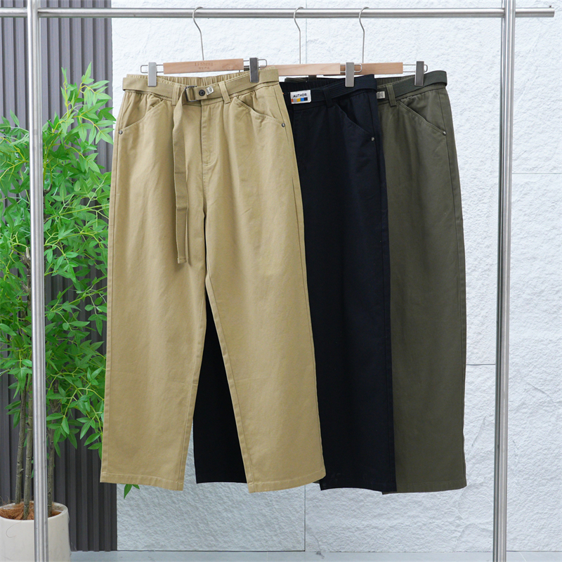 100棉秋季男士百搭工装休闲裤时尚腰带款宽松舒适长裤ZJ339/ZJ340