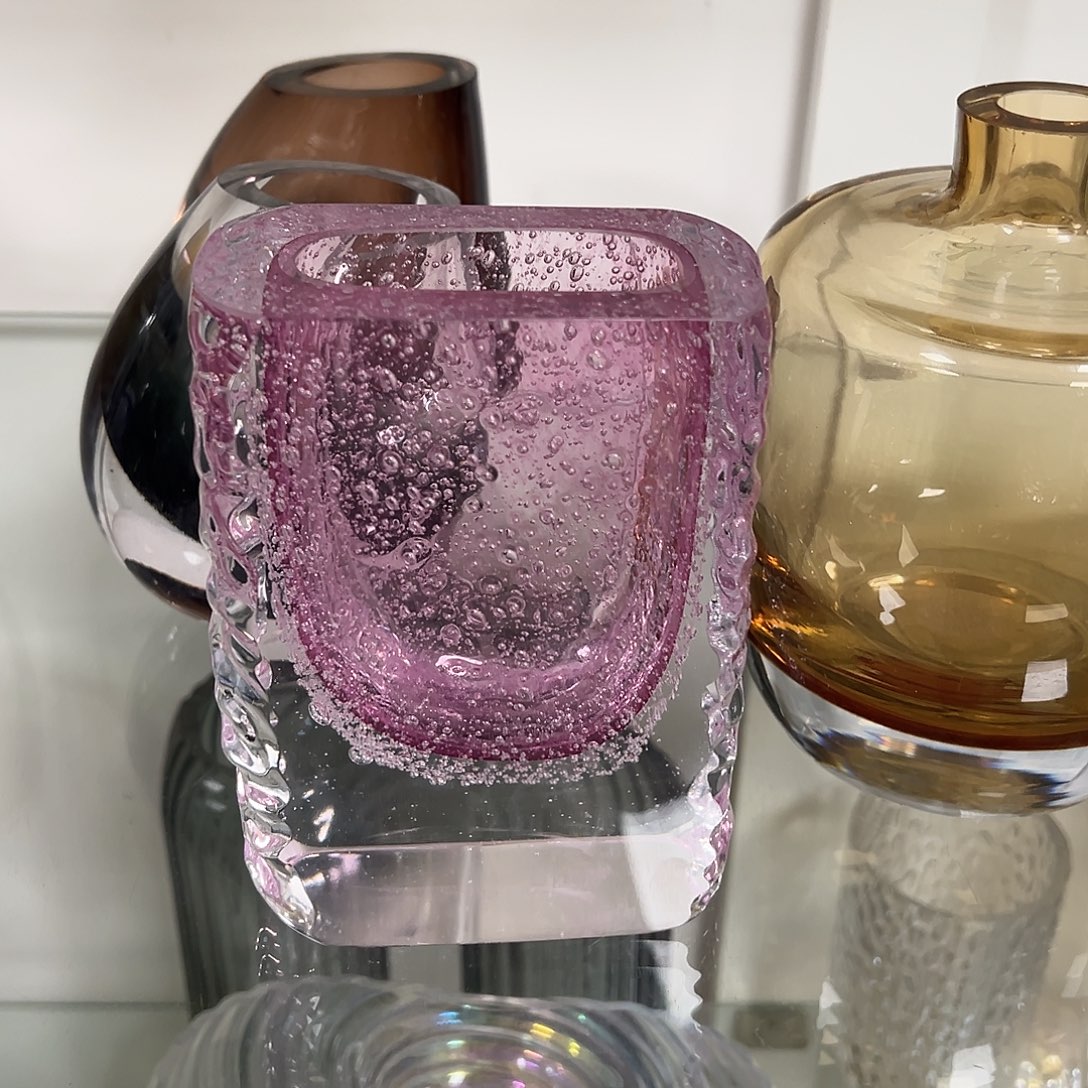 琉璃高15金红密集气泡琉璃花器