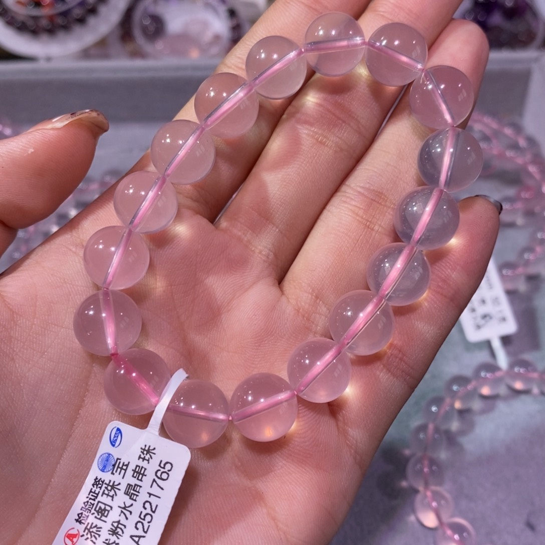 水晶手链未镶嵌粉晶11+