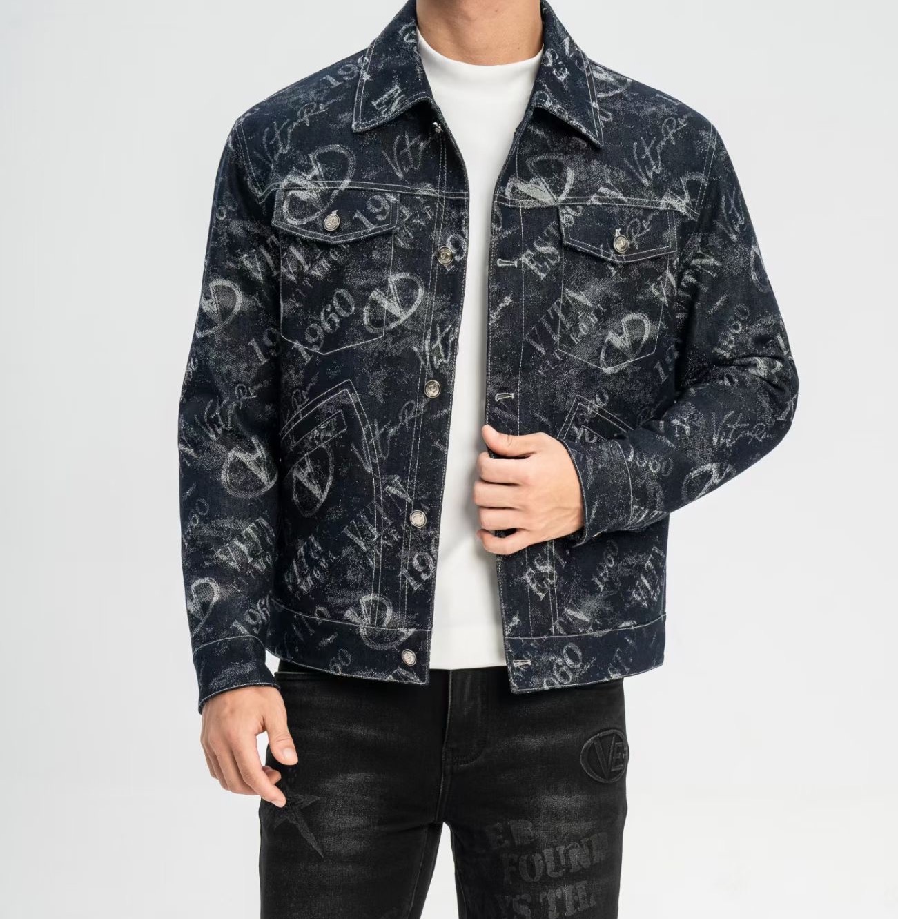 【名品汇】欧货休闲时尚潮流牛仔拼接羽绒男士外套