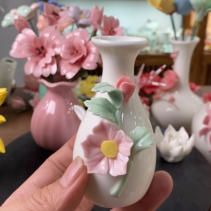 瓷片纯手工陶瓷花摆件2