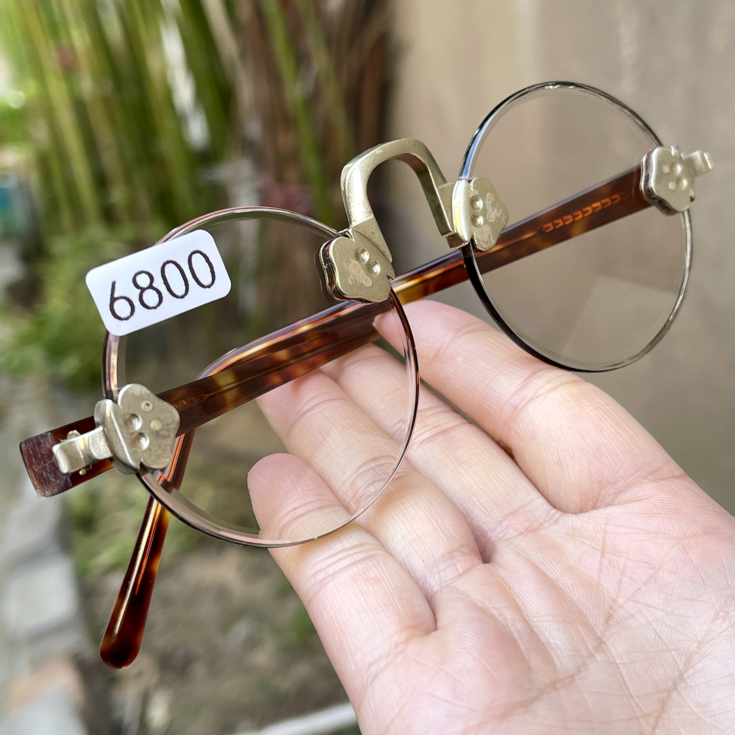 带彩 对称石纹 50直径3.5个厚小圆 淡茶色 纯天然茶水晶石头眼镜