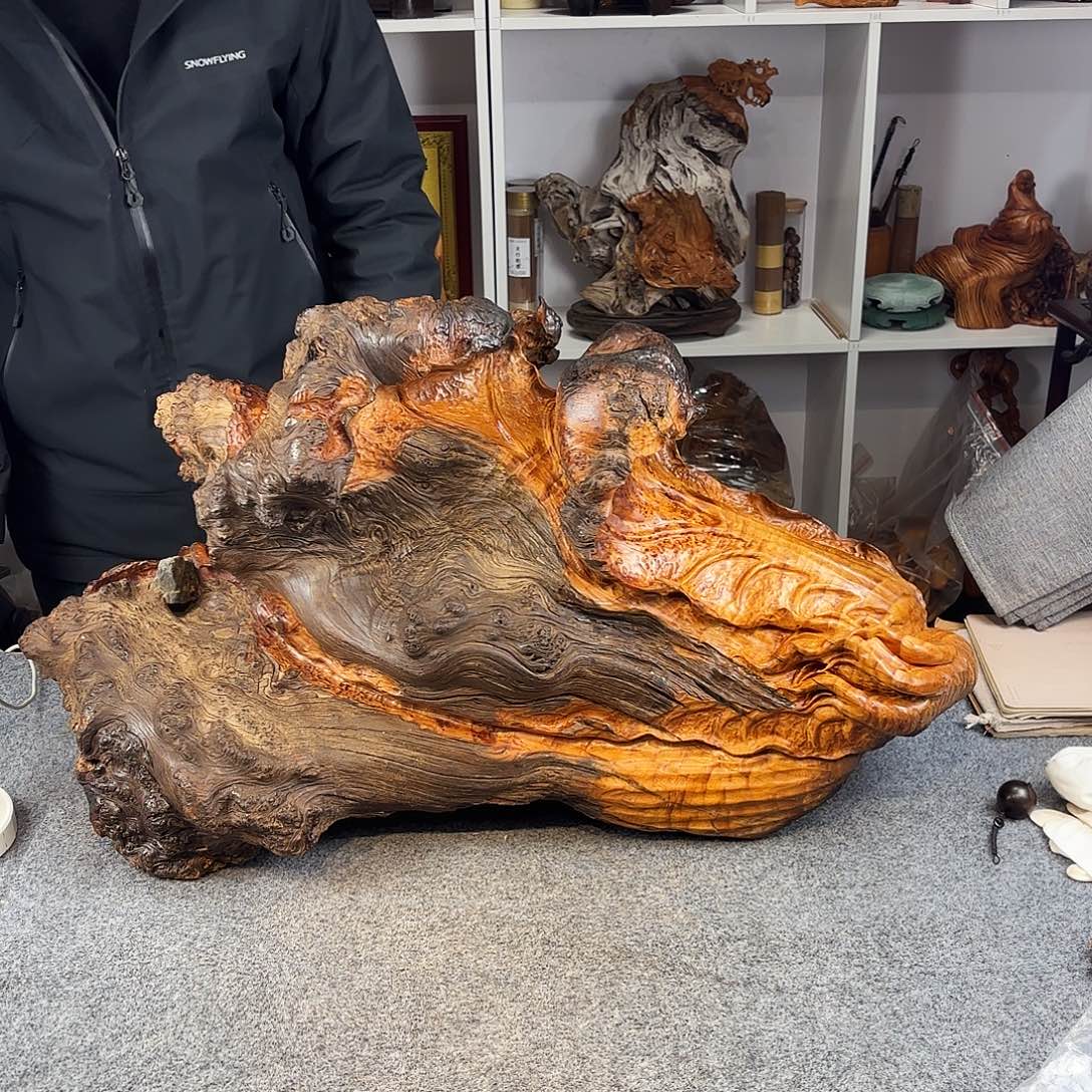 崖柏太行崖柏雷击黑金刚黑骨变异瘤摆件天品之典藏