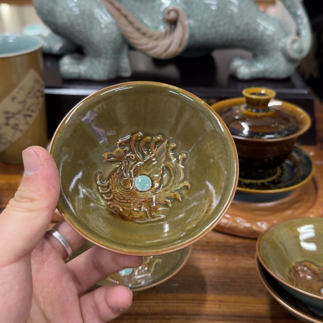 龙泉青瓷茶具微瑕7719朱雀