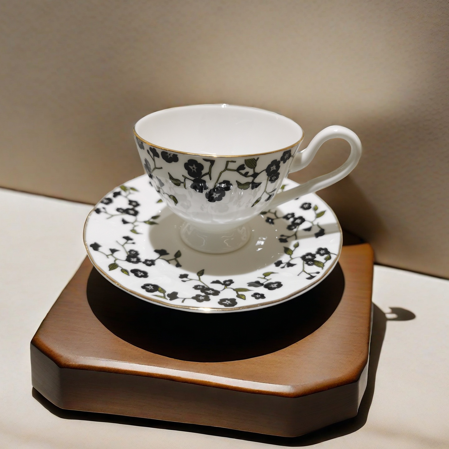 青藤杯碟骨瓷下午茶杯